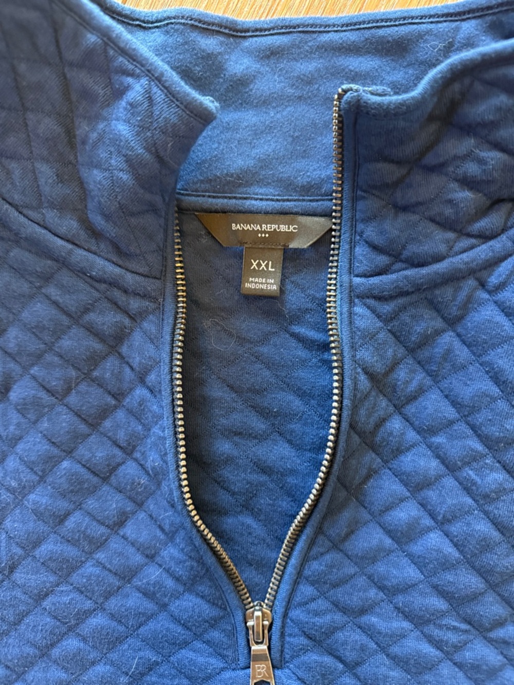 Banana Republic Navy Quilted Half-Zip Pullover